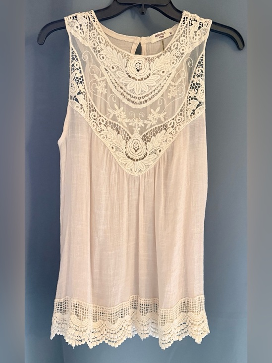 Miss Kelly 1999 Tops - Vintage Miss Kelly 1999 Ivory Crochet Lace Sleeveless Blouse, SZ Med